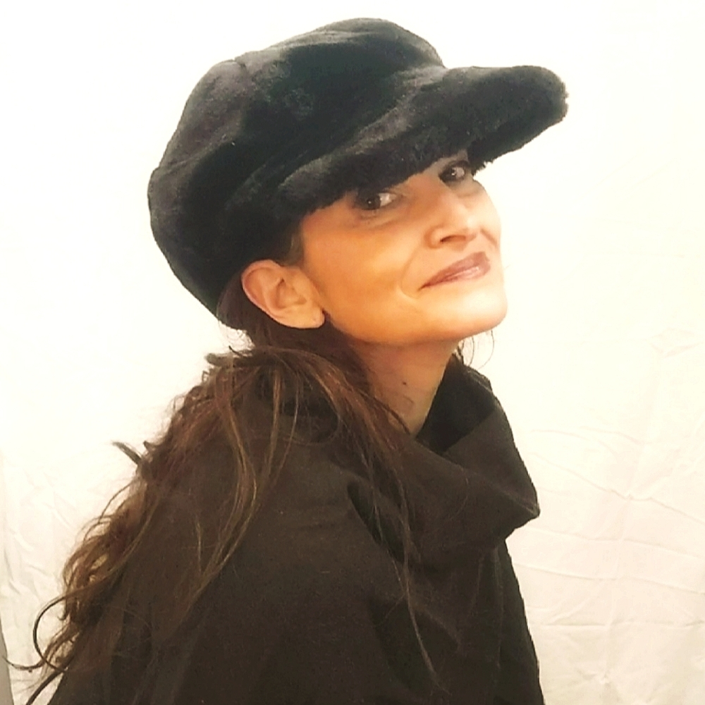 Vintage Oversized Faux Brown Fur Wide Brim Hat